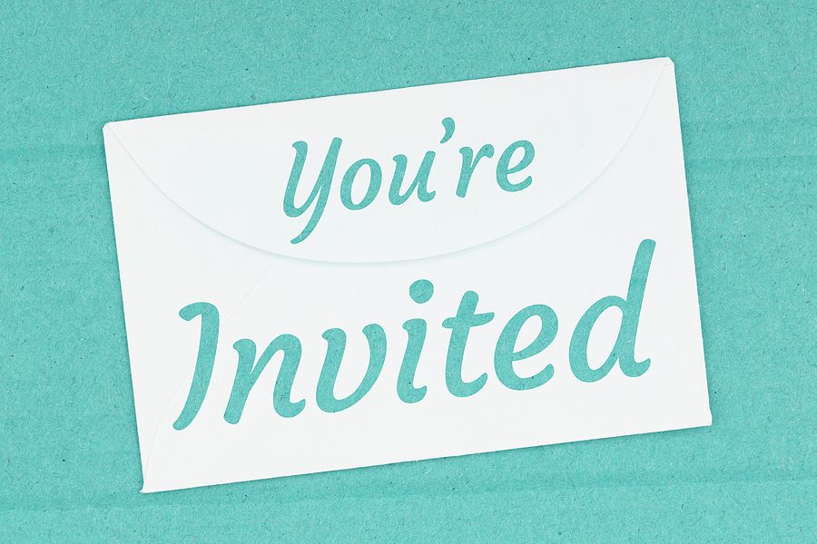 Enveloppe with text 'you're invited'